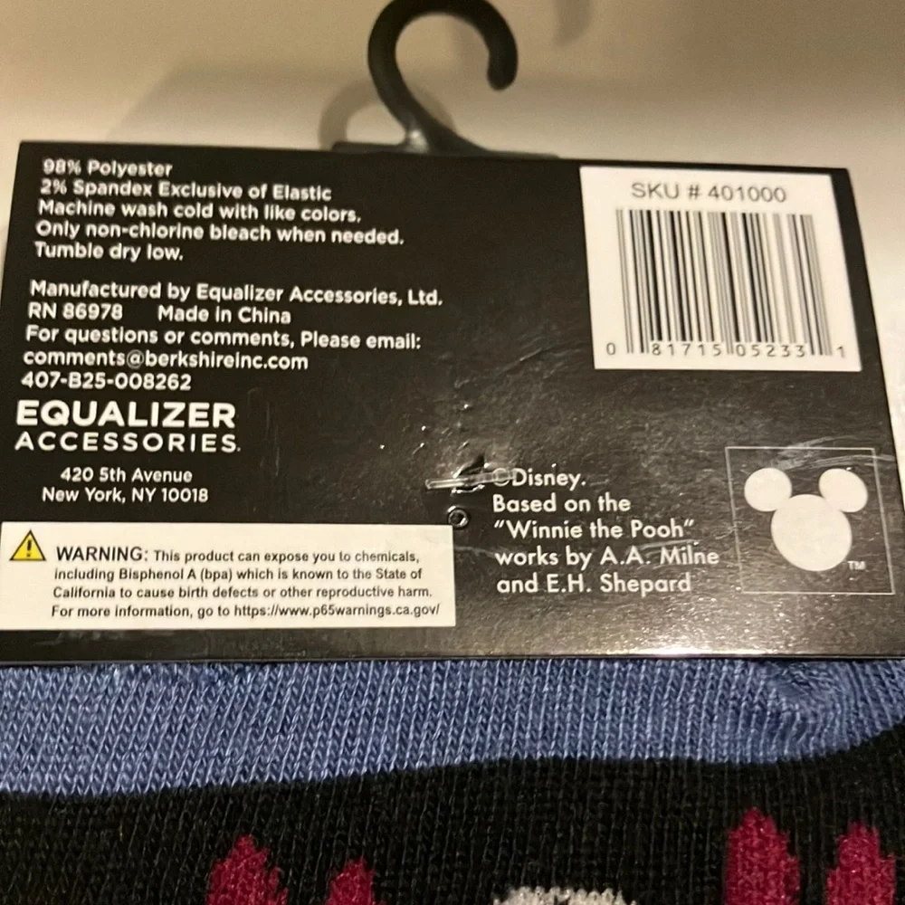 Disney Casual Socks‎ Black and Blue Eeyore Design